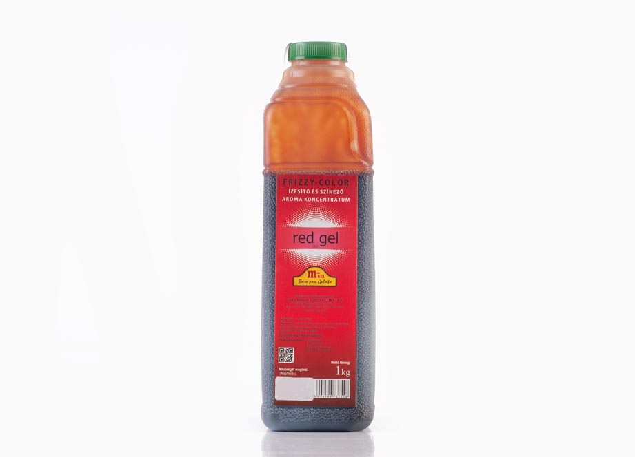 Frizzy-Color Red Gel energiaital ízű színező és ízesítő jégkása szirup 1 kg