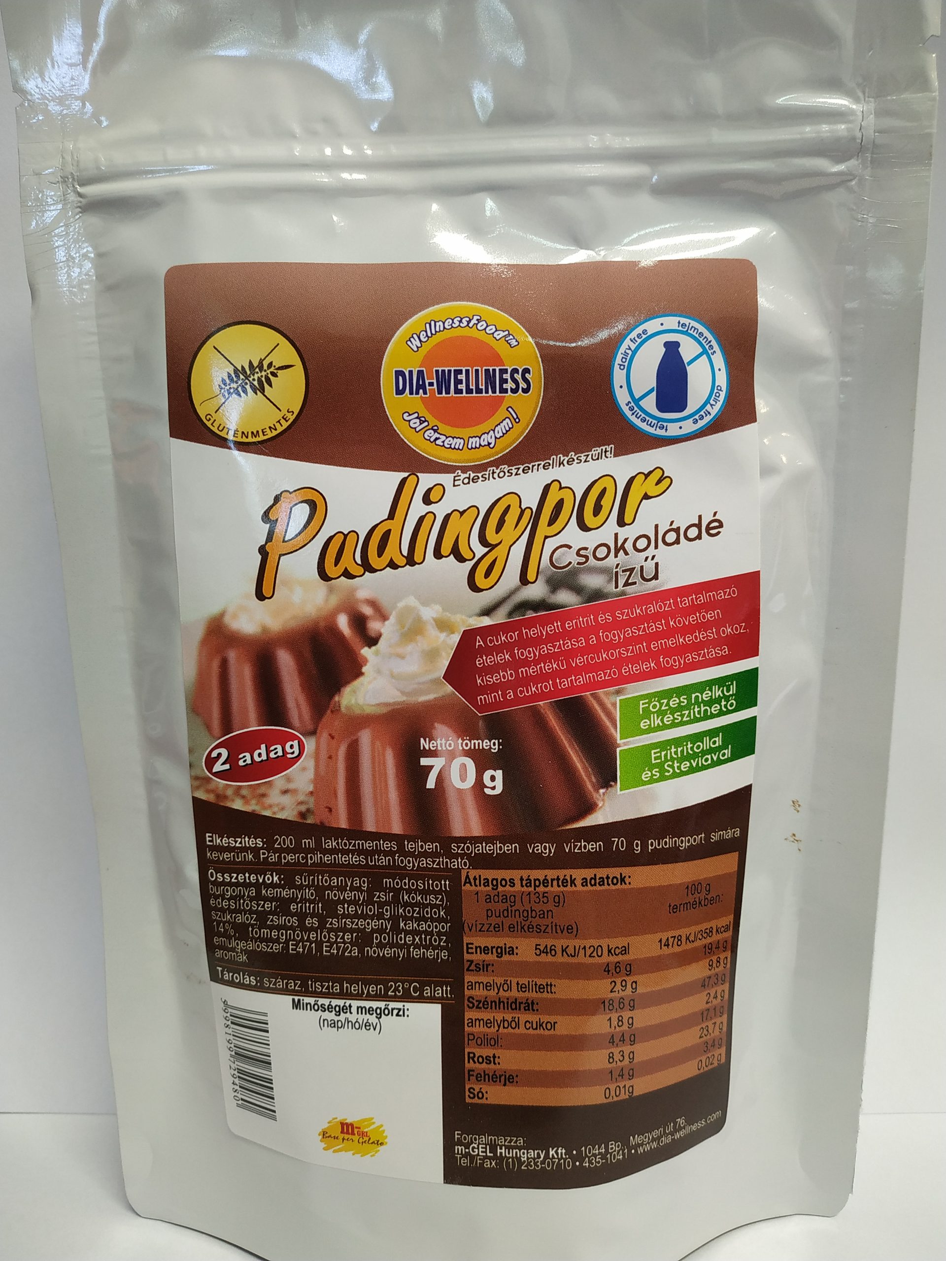 Gluténmentes Dia-Wellness Laktózmentes csokoládé ízű hidegpuding - Image 2