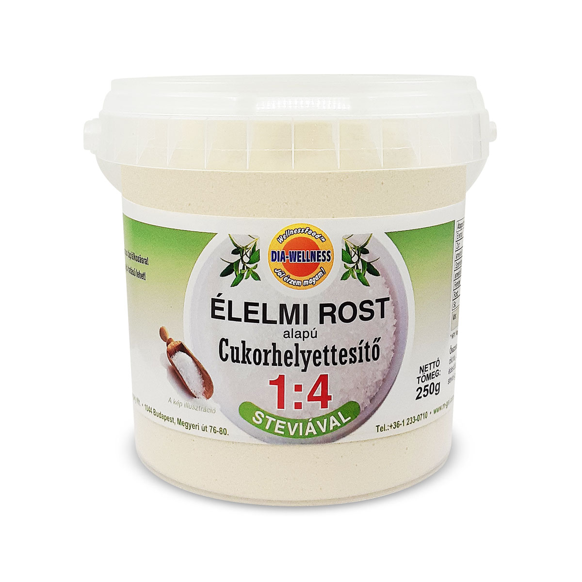 Dia-Wellness Élelmi rost alapú cukorhelyettesítő 1:4 steviával